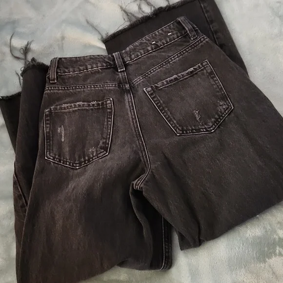 Garage Denim Wide Leg Distressed Black Jeans Size 0 (24) - Picture 4 of 4